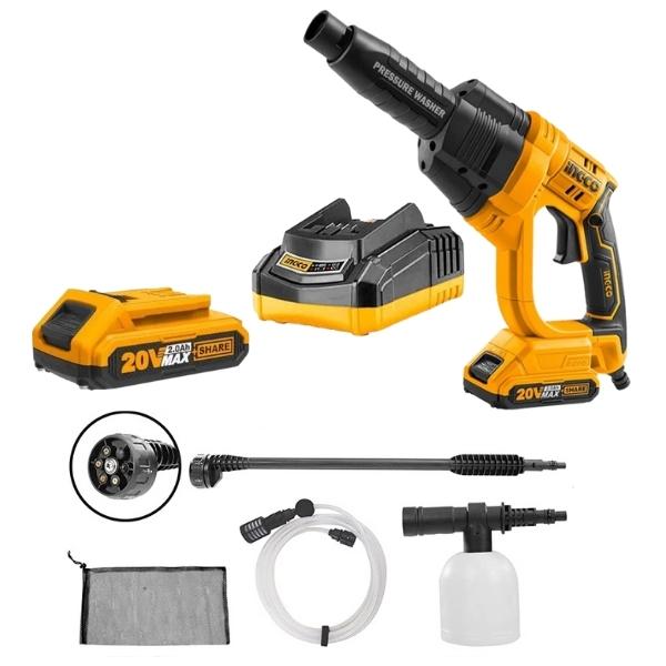 Ingco – Pressure Washer With Accessories and 2.0Ah Battery, Charger Combo