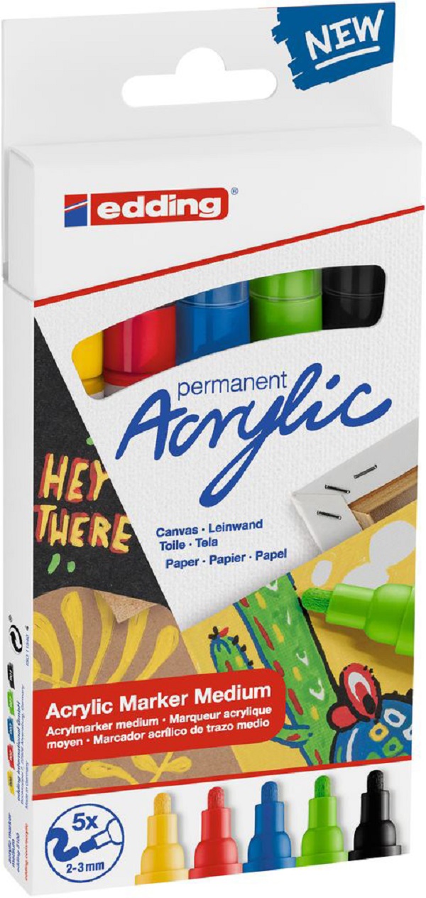 Edding – 5100 Permanent Acrylic Marker Medium 5’s Basic
