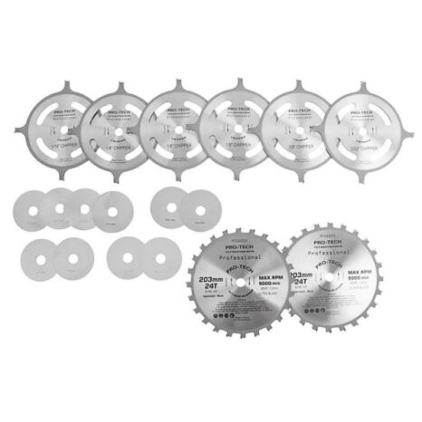 Pro-Tech – Dado Set – 230mm x 15.88 x 24T 4 x 1/8″ 3/32″1/16″ Chip 27.5mm