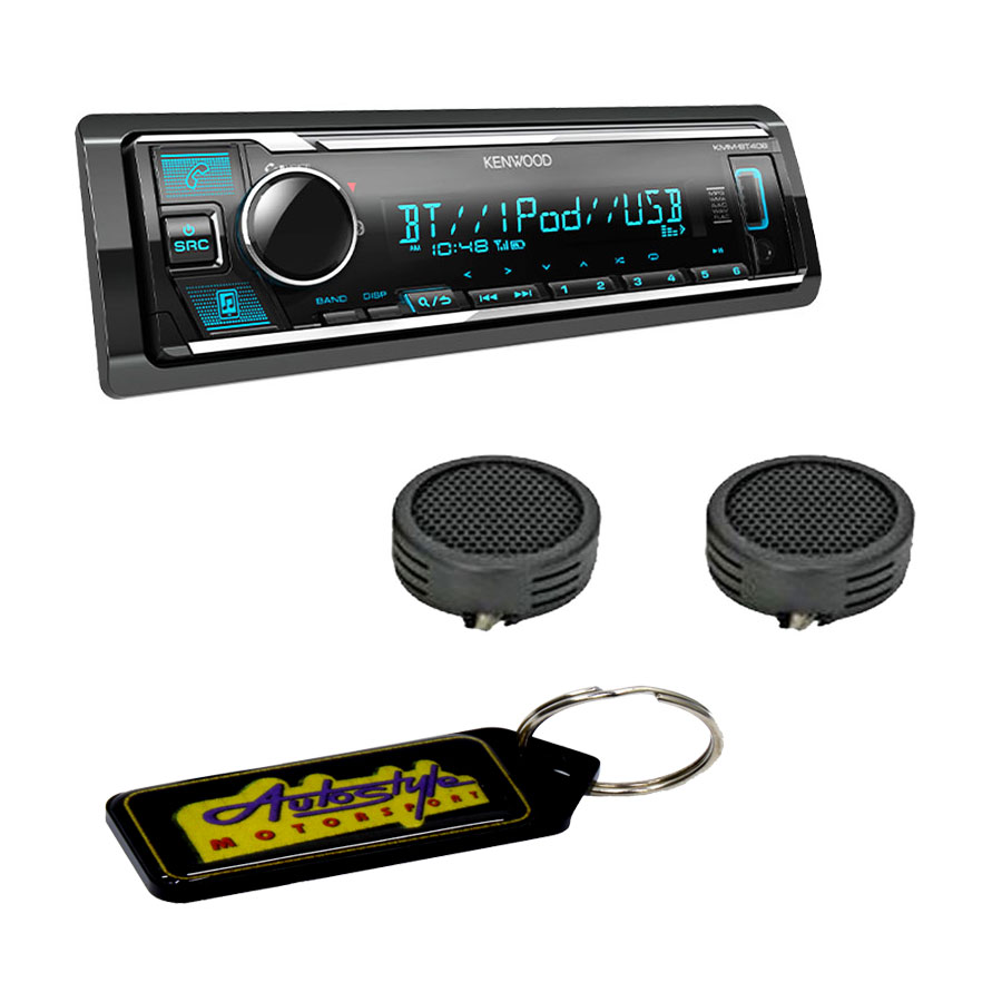 Kenwood KMM-BT408 Media Player with USB & Evo Tweeters & Key Holder