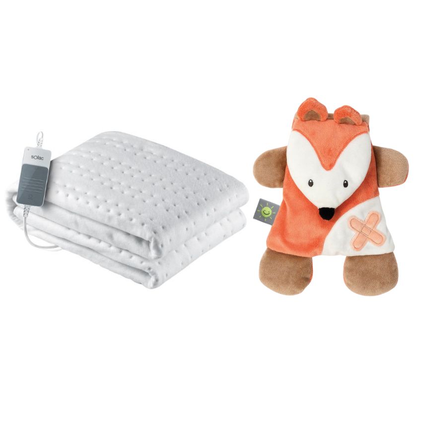 Solac – Kids Single Bed Electrical Blanket & Nattou Doudou & Gelpack – Fox