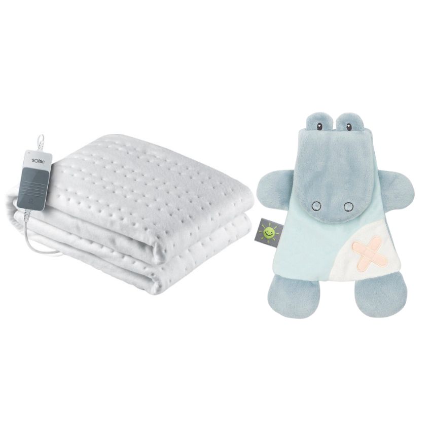 Solac – Kids Single Bed Electrical Blanket & Nattou & Gelpack – Crocodile