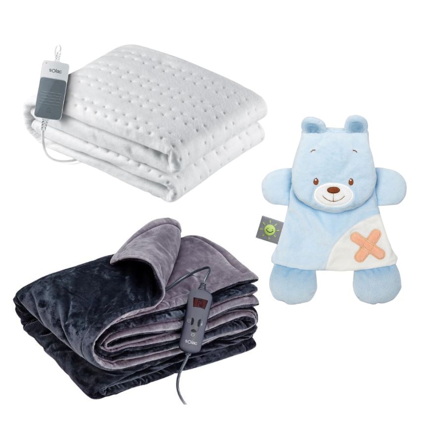 Solac – Kids Single Bed Electrical Under & Throw Over Blanket, Bear Gelpack