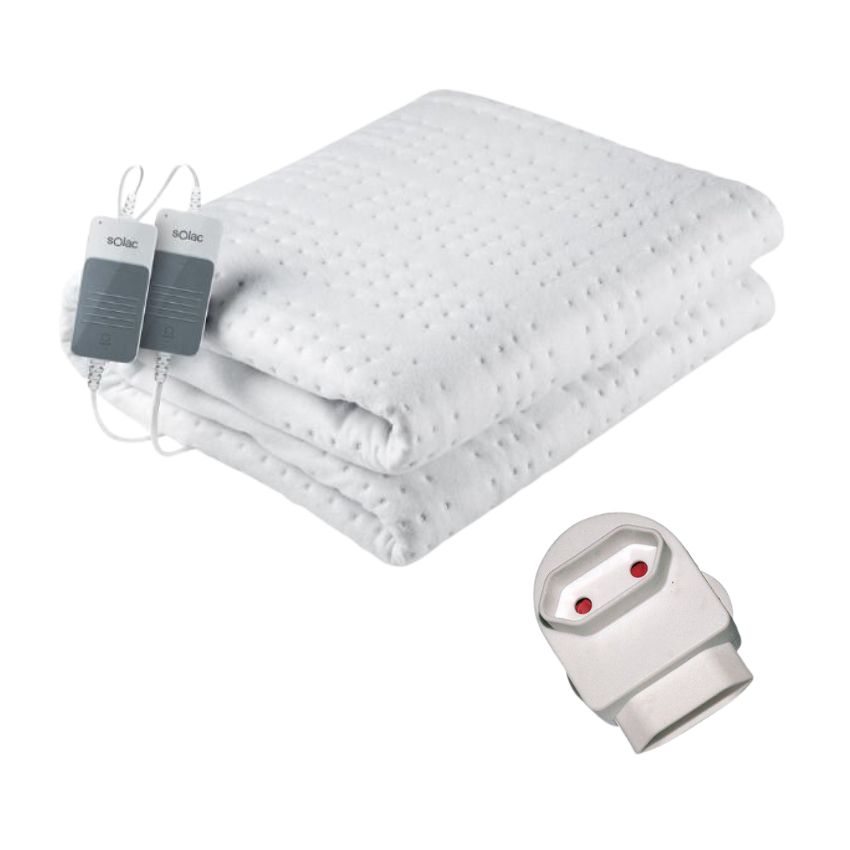 Solac – Electrical Heat Blanket Double Bed- White & 2x5amp Adapter