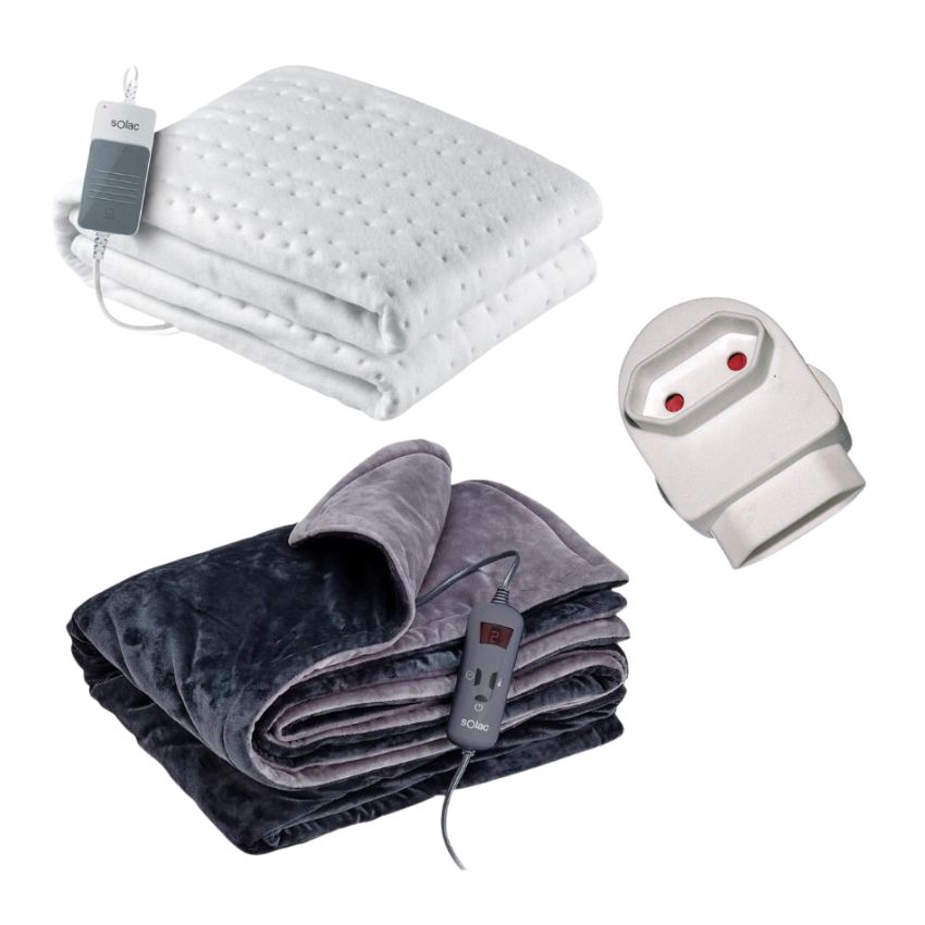Solac – Electrical Under Blanket with Throw Over Blanket (Single) & Adapter