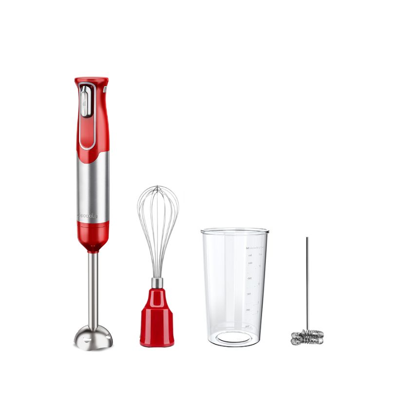 Decakila – Cordless Hand Blender 100W – 4-in-1 Set – Red
