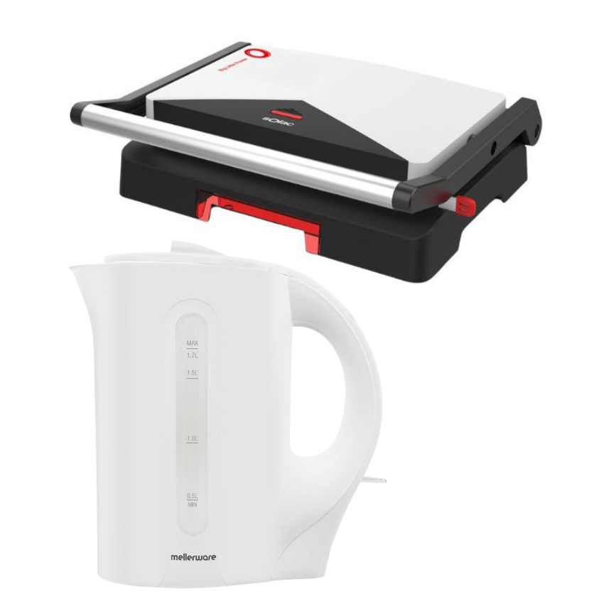 Solac – Sandwich Maker and Mellerware -Tugela – White -Corded Kettle Combo