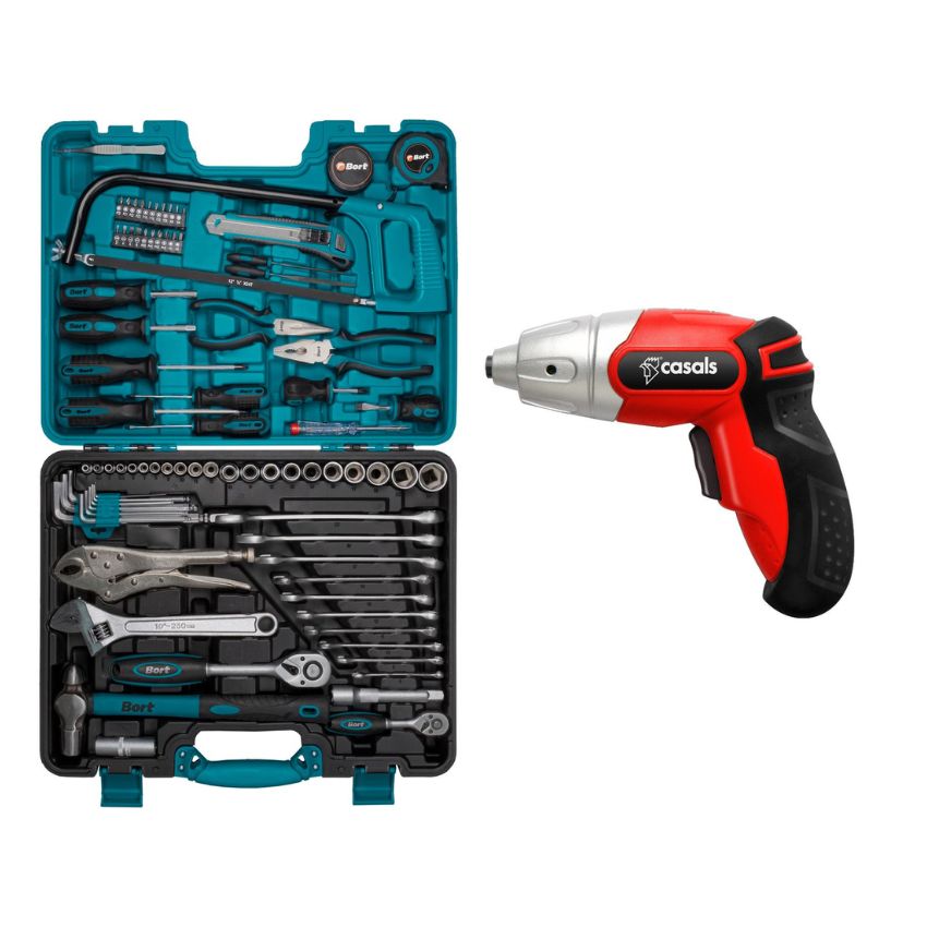 Bort – Mechanics DIY Hand Tool Set 86 Pce & 10 Pce Cordless Screwdriver