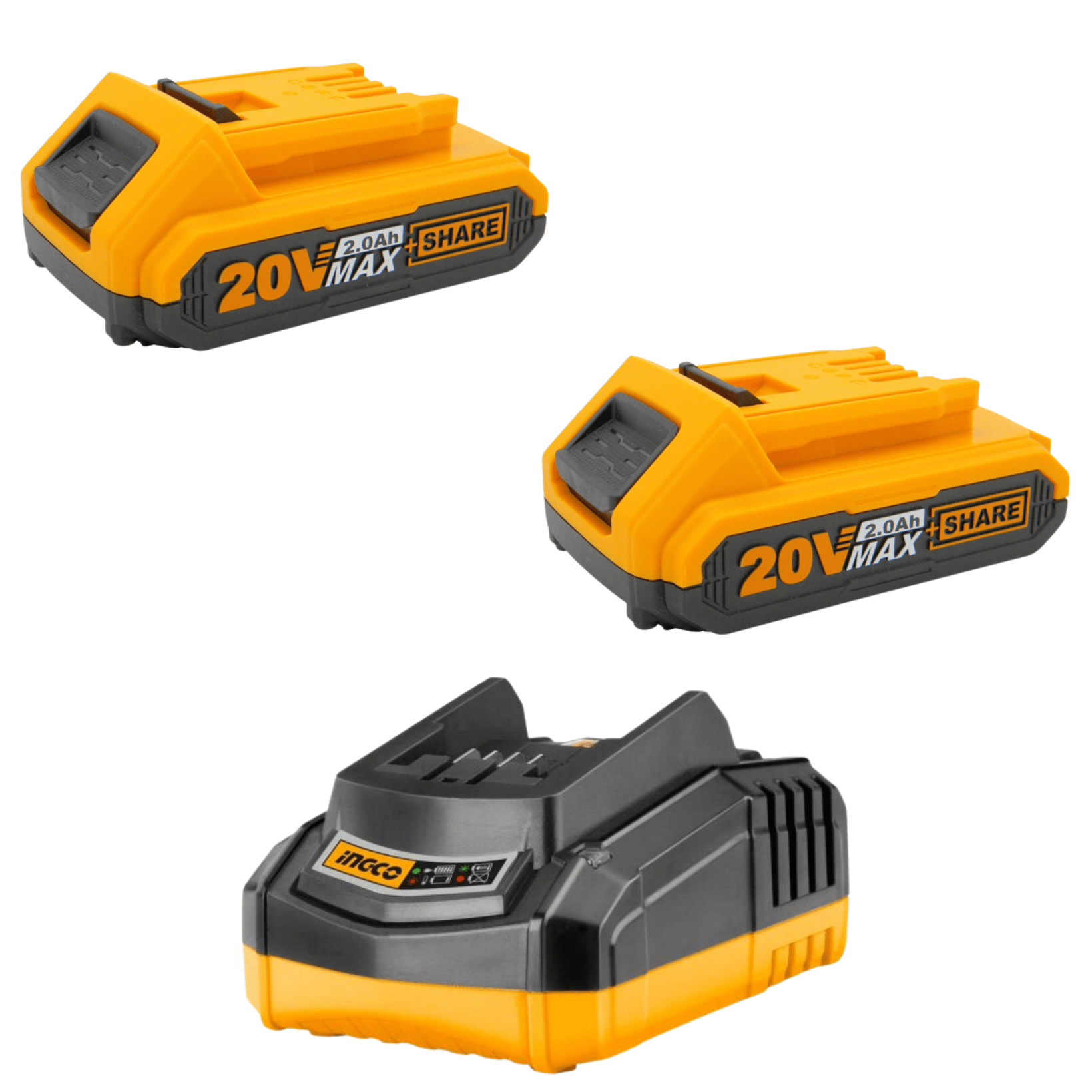 Ingco – 2 x Li-Ion Battery Pack ( 2.0Ah) with Fast Intelligent Charger