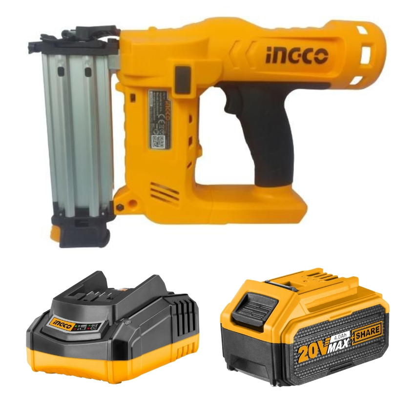 INGCO – Cordless Brad Nailer Kit with Charger and Battery (4.0Ah)