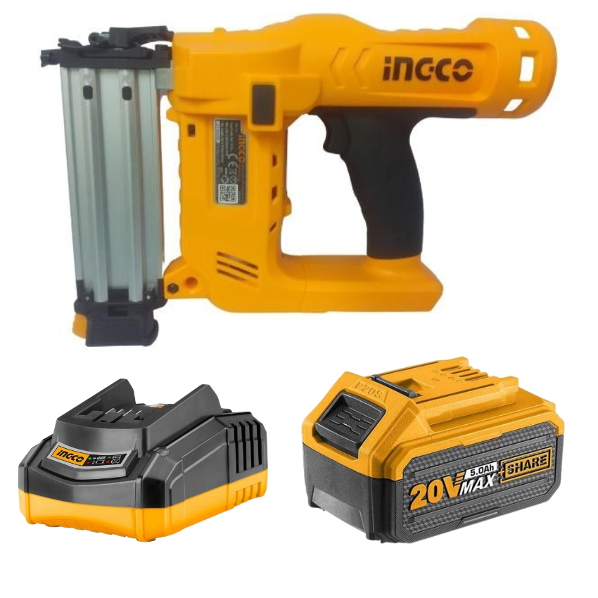 INGCO – Cordless Brad Nailer Kit with Charger and Battery (5.0Ah)