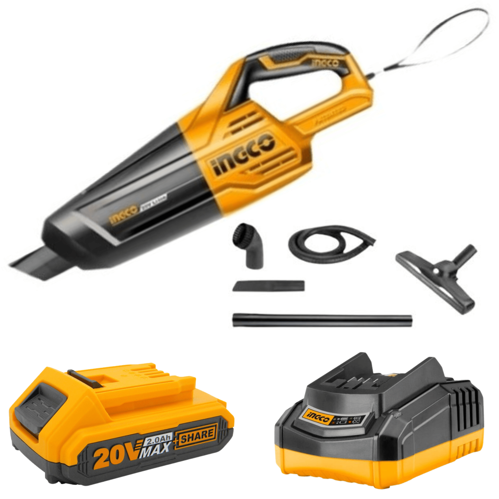 Ingco Vacuum Cleaner (Li-Ion) – 20V Kit (Charger + Battery (2.0AH) Incl.)