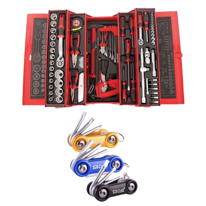 Tork Craft – 88Pc Tradesman Tool Box & 6in1 Aluminium Mini Folding Key 3Pc