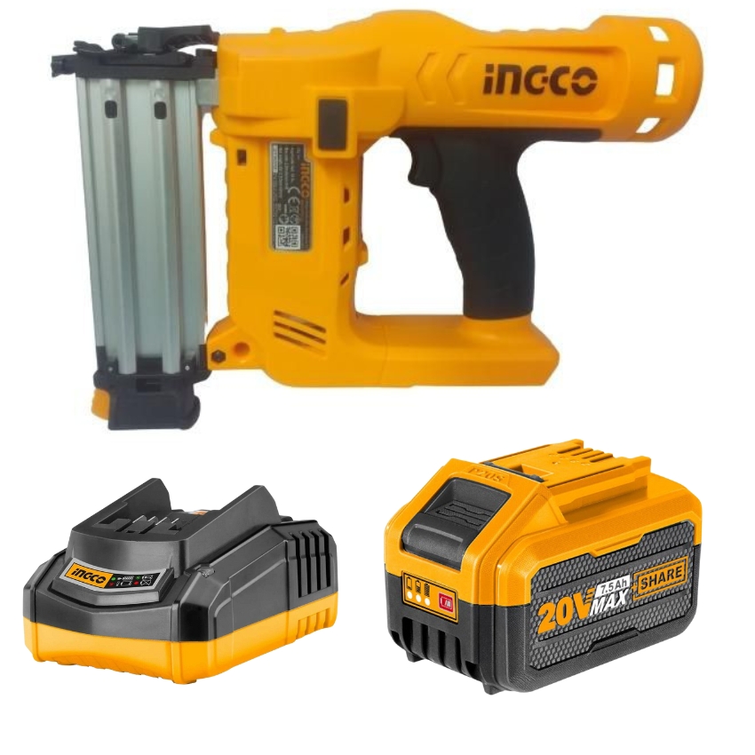 INGCO – Cordless Brad Nailer Kit with Charger and Battery (7.5Ah)