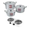 Oli – Emeried Finish Stewpot Set(7,12, 21L) – 6 Piece with Hotplate – White Oli – Emeried Finish Stewpot Set(7,12, 21L) – 6 Piece with Hotplate – White