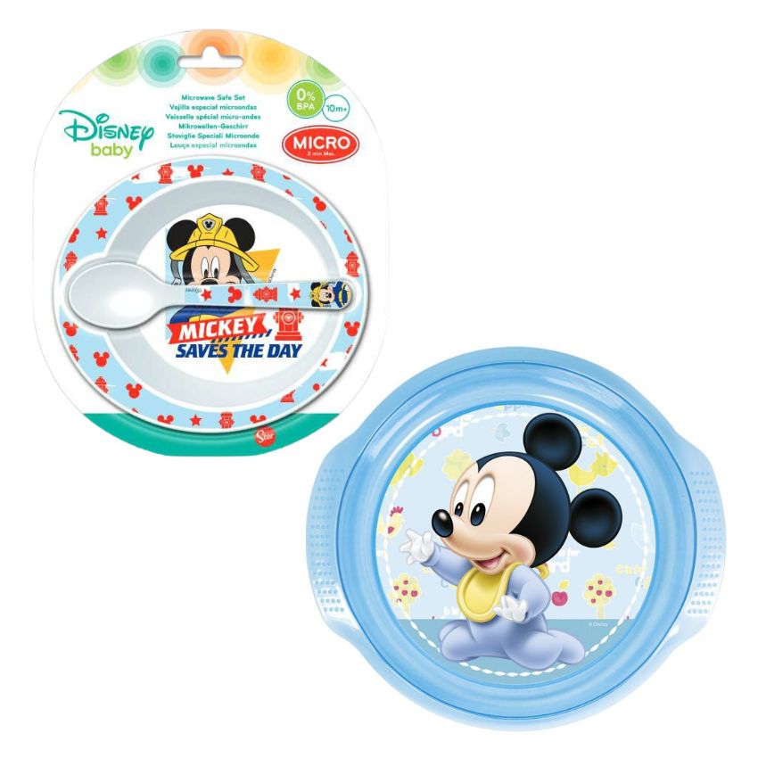 Disney – Baby Easy Plate Mickey & 2Pc Micro Set Mickey To The Rescue