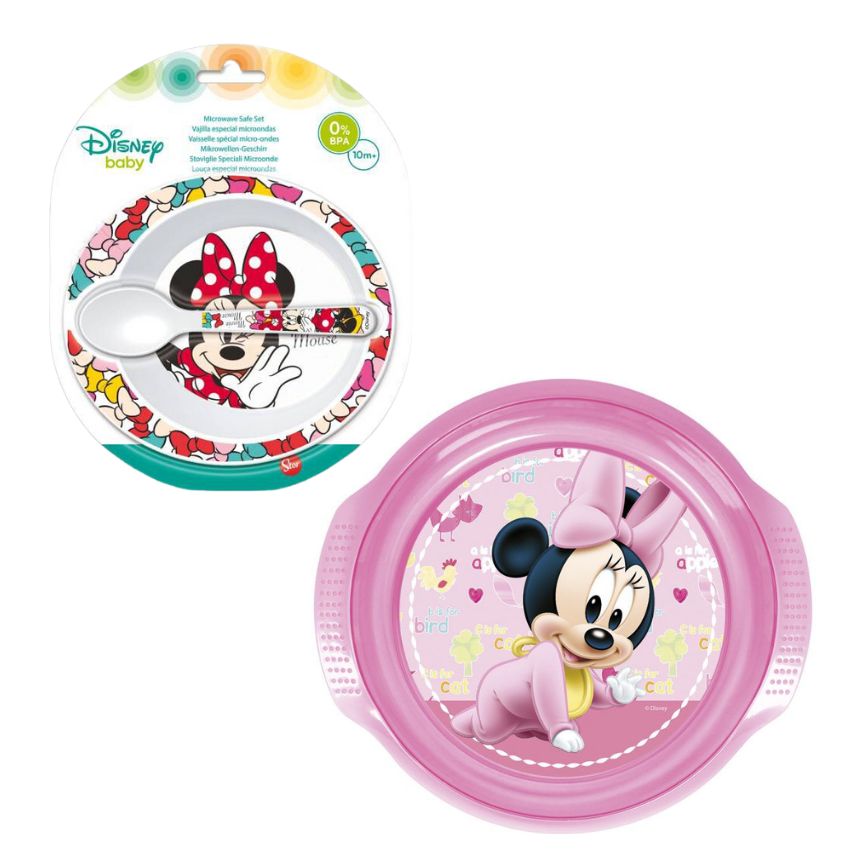 Disney – Baby Easy Plate Minnie & 2Pce Micro Set Minnie Colour Bows