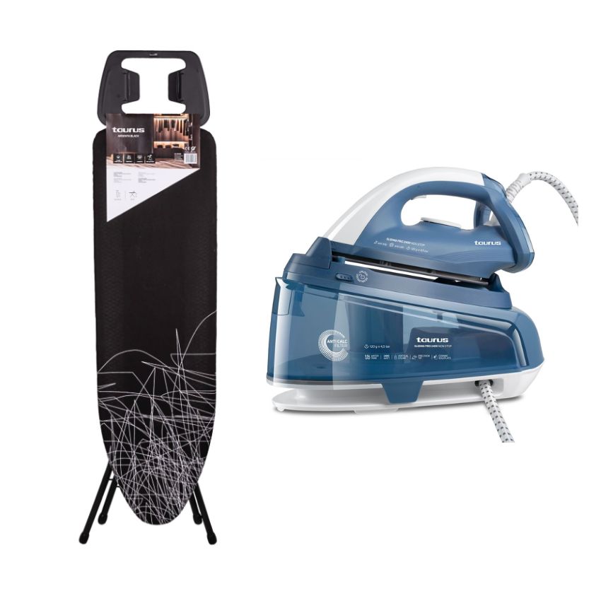 Taurus – Iron Steam Ceramic – Blue 1.5L 2400W & Ironing Board Argenta Black