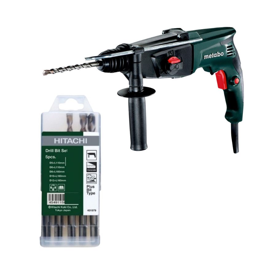 Metabo – KHE 2444 Combination Hammer Drill with Drill Bit Set – 5 Pieces