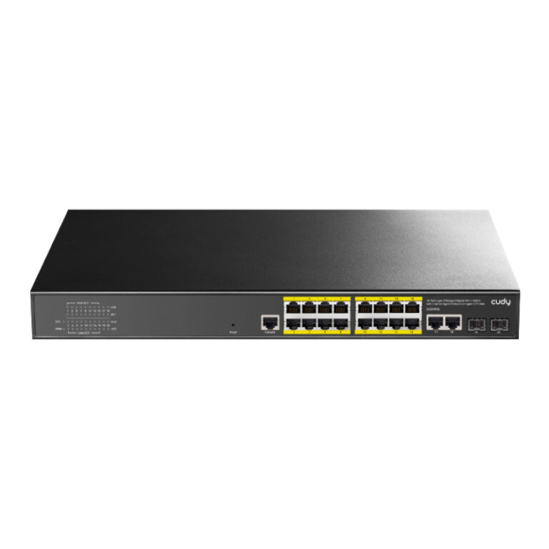 Cudy 16-Port Layer 2 Managed Gigabit PoE+ Switch with 2 Uplink+2 FSP slots