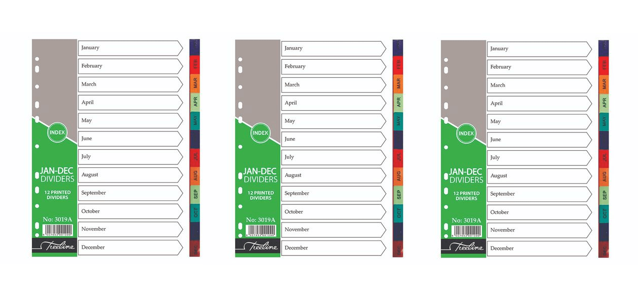 Treeline Divider January To December Printed A4 PVC – Pack of 3