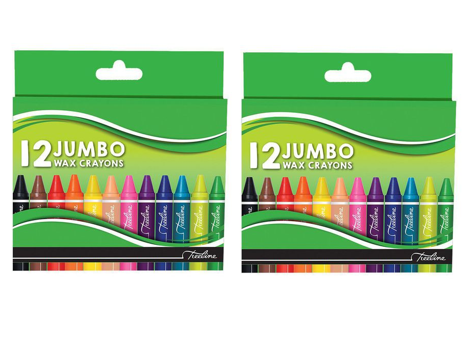Treeline Jumbo Wax Crayons 12 Piece (Pack of 2)