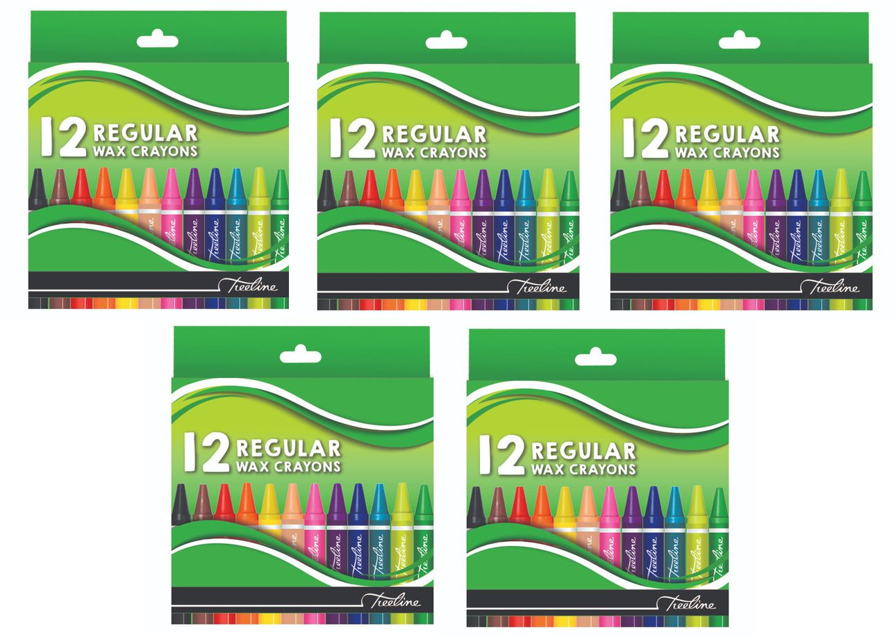 Treeline Regular Wax Crayons 12 Piece – Pack of 5