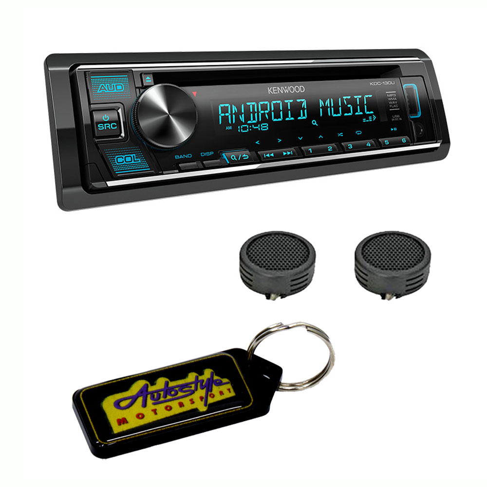 Kenwood KDC-130U MP3 CD Receiver with USB & Evo Tweeters & Gel Key Holder