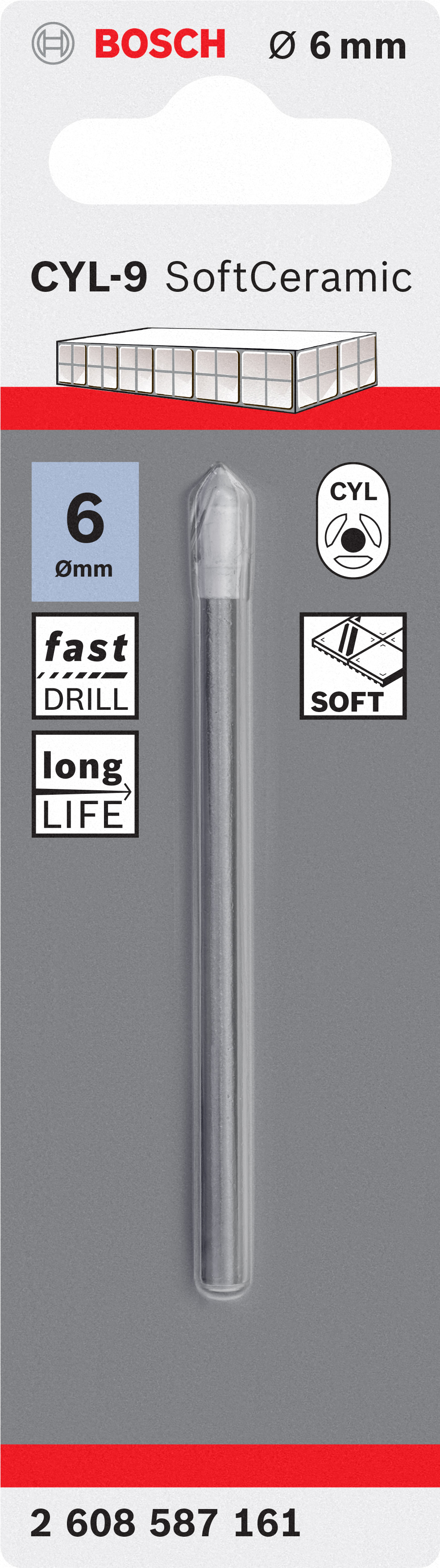 CYL-9 Tile drill bit Ceramic 6 x 80 mm
