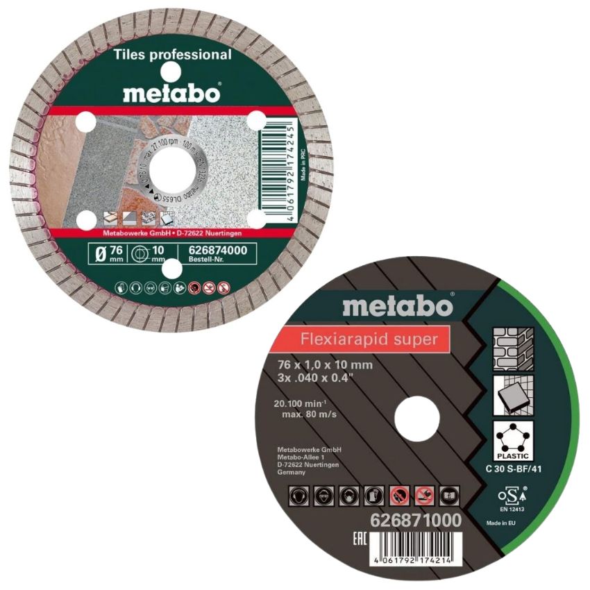 Metabo – Diamond Cutting Disc & Flexiarapid Cutting Disc 76×1.0x10mm(5pcs)