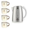 Taurus -Cordless Stainless Steel 1.7L Kettle & Ceramic Mugs 330ml-Pack of 4 Taurus -Cordless Stainless Steel 1.7L Kettle & Ceramic Mugs 330ml-Pack of 4