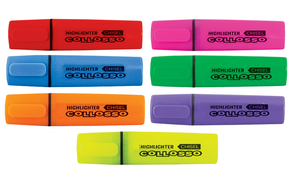 Collosso Highlighters Assorted – Box of 7