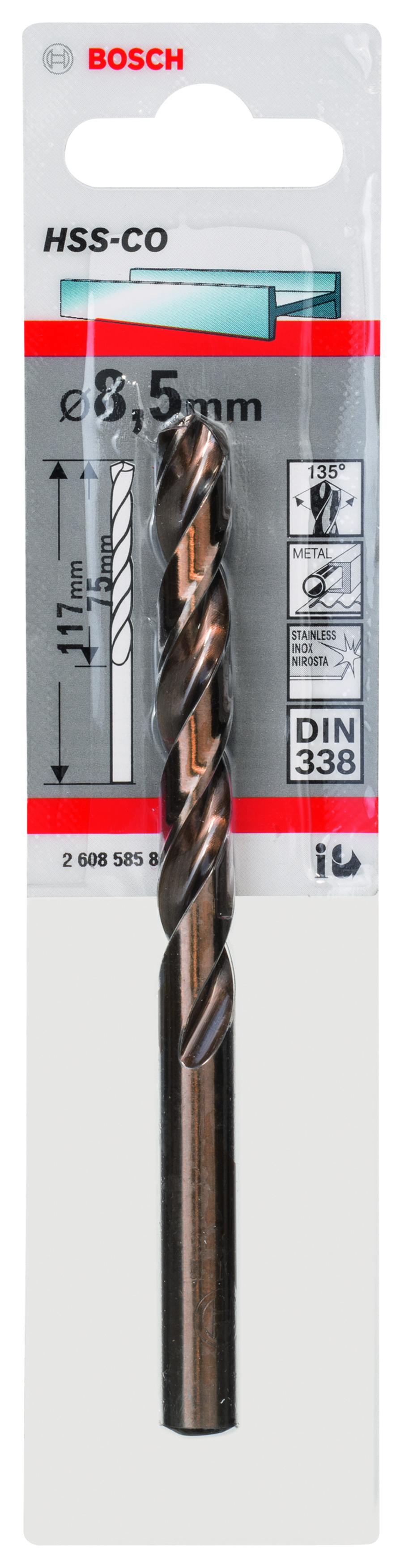 HSS-Co DIN 338 8,5 x 75 x 117 mm