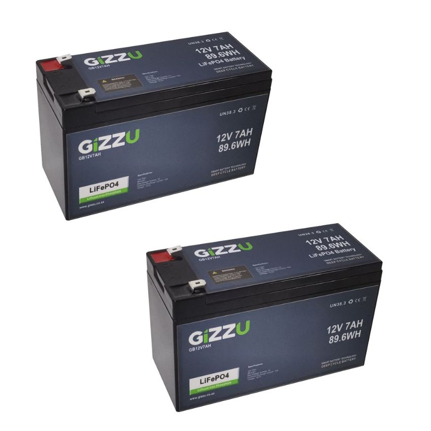 Gizzu – 12V 7Ah Lithium-Ion Battery (Black) – Pack of 2