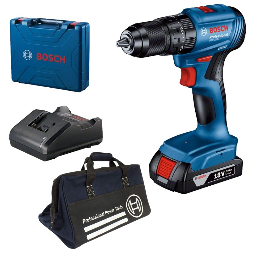 Bosch – Professional Cordless Drill (GSB 185-LI) with Heavy Duty Tool Bag