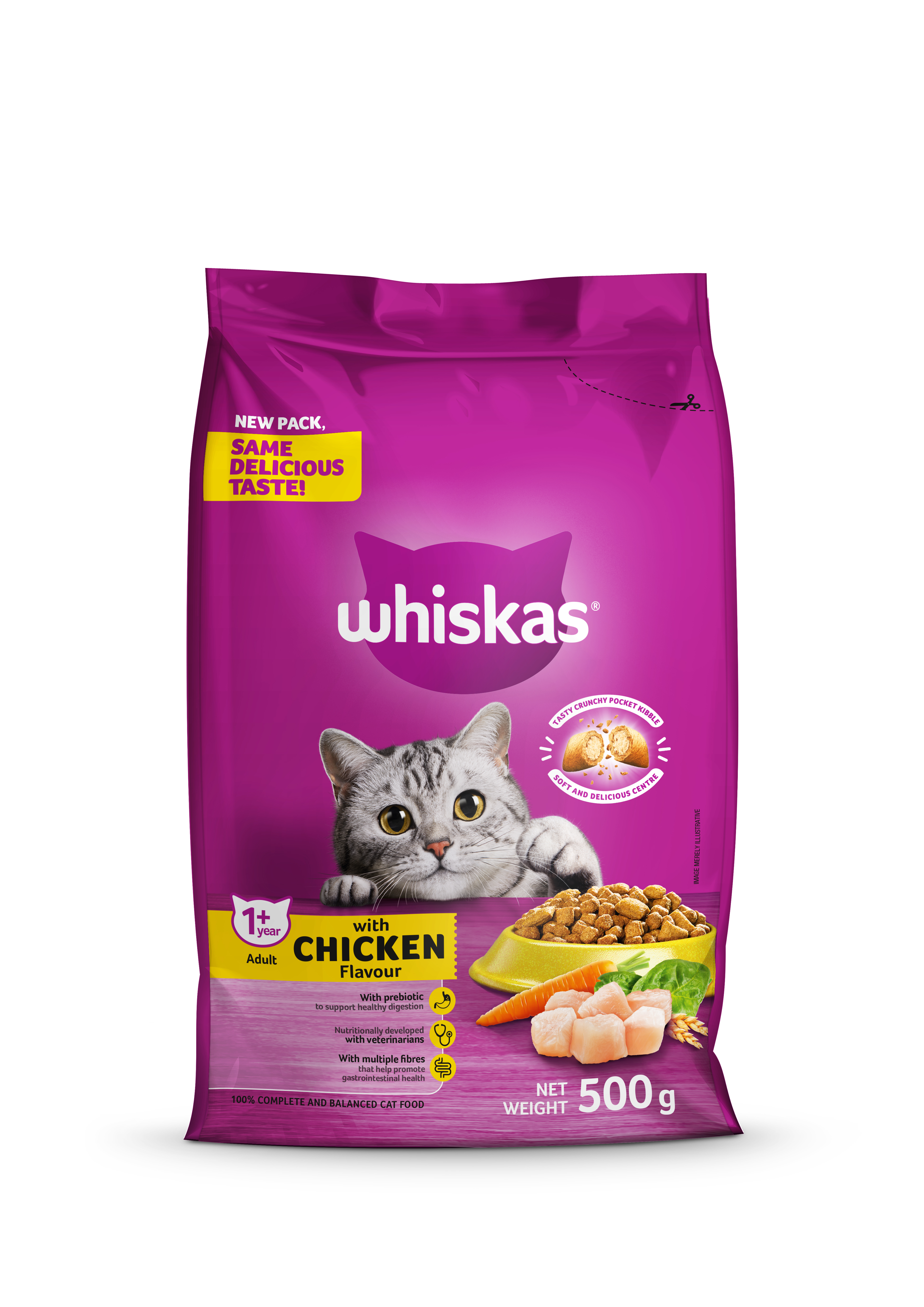 Whiskas Dry Adult Cat Food Chicken 500g