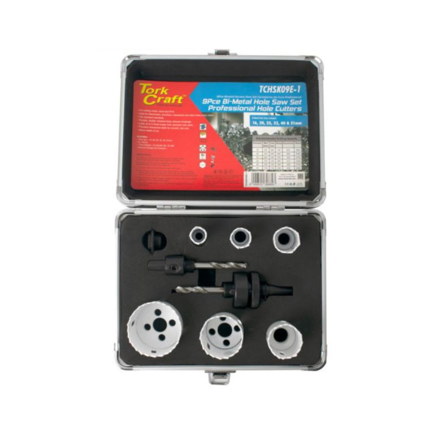 Tork Craft – 9Piece Bi-Metal Hole Saw Set – Professional Hole Cutters