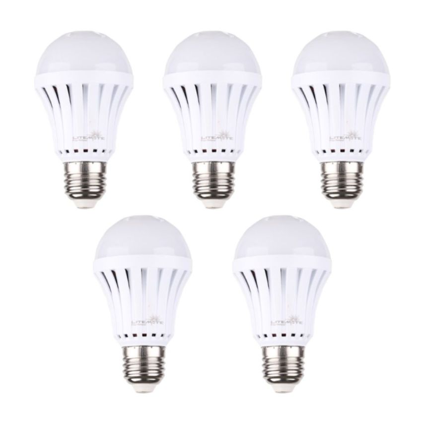 Litemate- Rechargeable A60 E27 LED Light Bulb – (7W) Cool White – Pack of 5