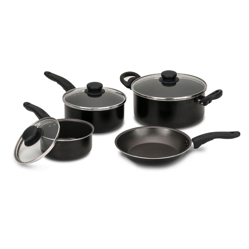 Decakila Non-Stick Cookware Set – Black – 7 Piece