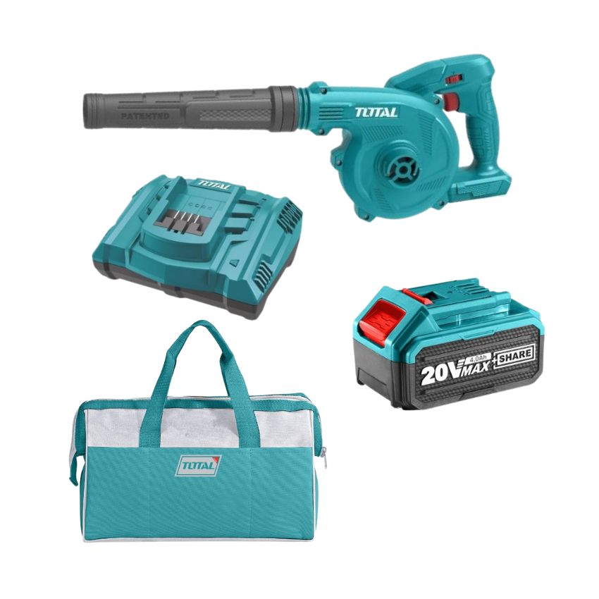 Total Tools – Li-ion Blower – 20V with 4.0Ah Battery, Charger and Tool Bag