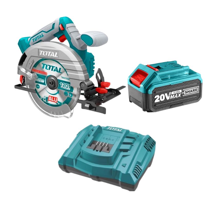 Total Tools – Circular Saw 20V 165mm with 4.0Ah Battery Pack and Charger