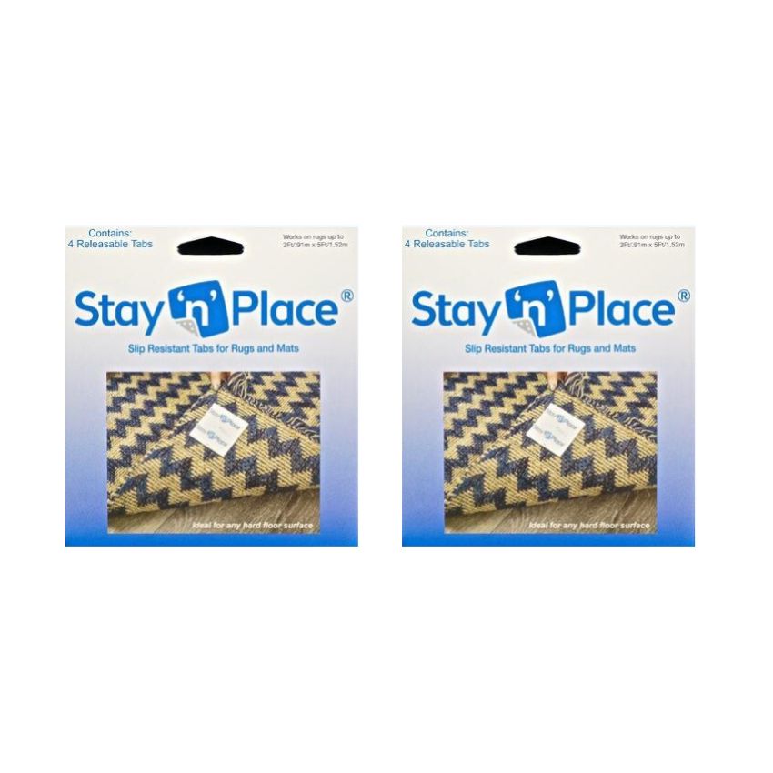 Stay ‘n’ Place – Slip Resistant Tabs for Rugs and Mats (4pce) – Pack of 2