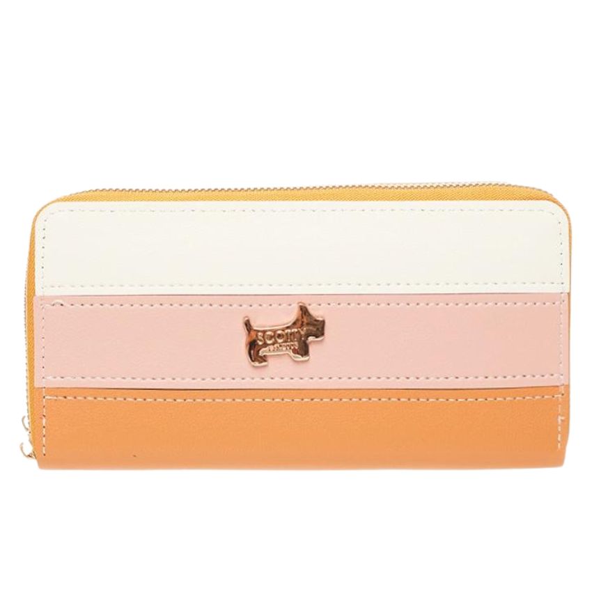 The Roberto – Double Zipper Mobile Phone Purse – White pink tan