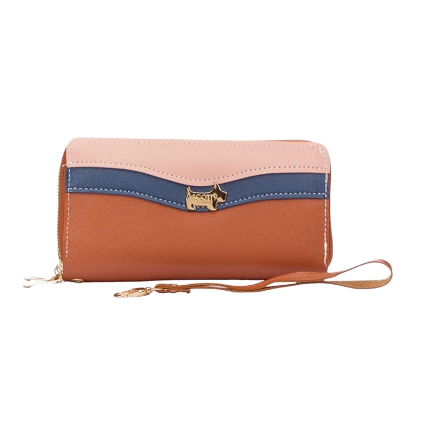 Scotty bags – The Roberto – Double Zipper Purse – Pink Navy & Tan