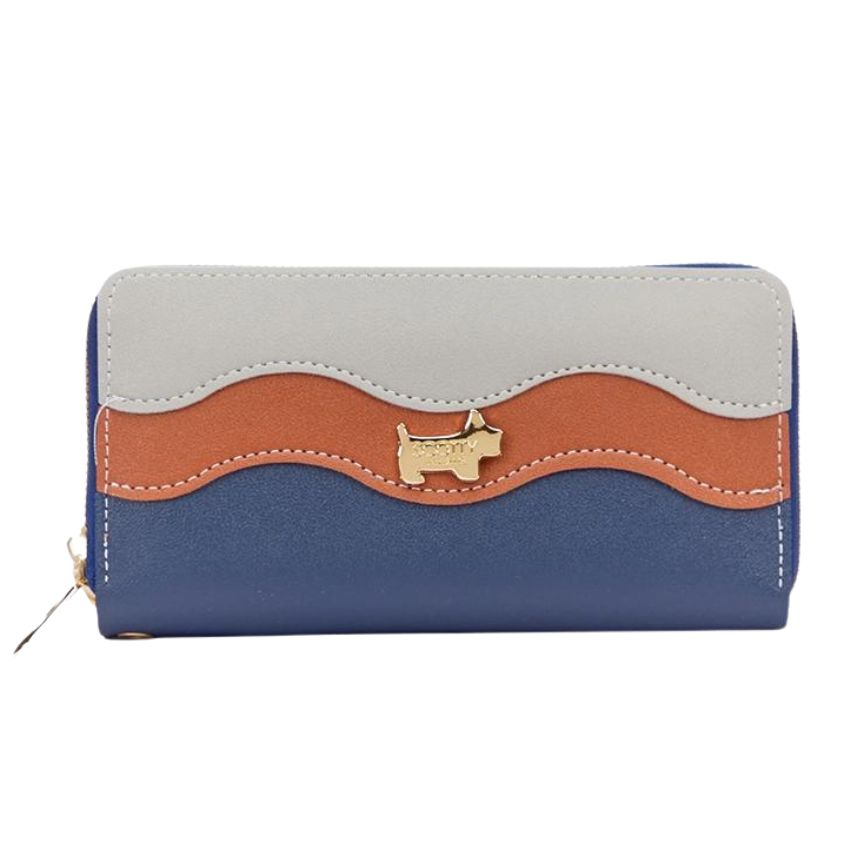 Scotty Bags – The Roberto – Double Zipper Purse – Grey & Blue