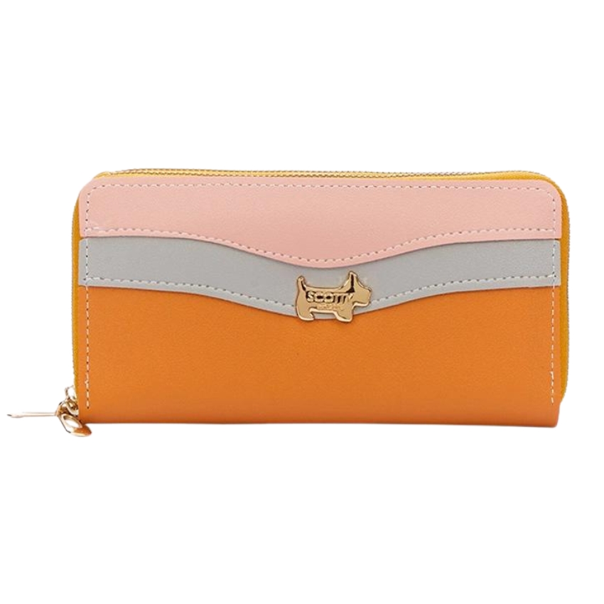 Scotty Bags – The Roberto – Double Zipper Purse – Pink Grey & Tan