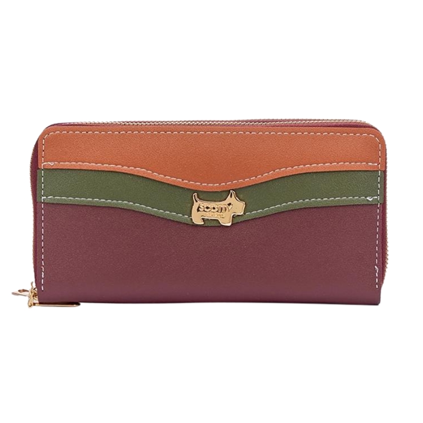 Scotty Bags – The Roberto – Double Zipper Purse – Tan Olive & Oxblood