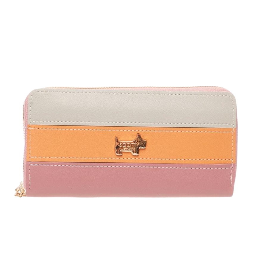 Scotty Bags – The Roberto – Double Zipper Purse – Grey & Tan & Oxblood