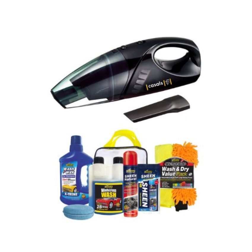 Handheld Car Vacuum 100W + Shield – Ultimate Wash & Shine Kit
