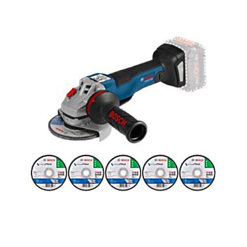 Bosch – Cordless 18V Angle Grinder GWS 18V-10 PC with 5 Cutting Discs